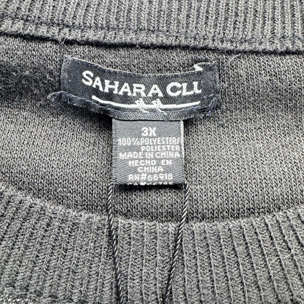 NWT VTG Sahara Club Acrylic Diamond Plaid HipHop Knit Sweater Black Men 3X - Picture 4 of 16
